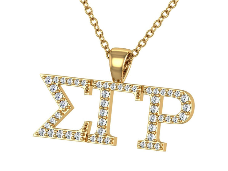 Sigma Gamma Rho Horizontal Necklace - Sterling Silver with Yellow Gold Plated (SGR-P008)