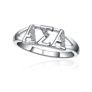 Alpha Sigma Alpha Ring,  Horizontal Design, Sterling Silver (ASA-R001)