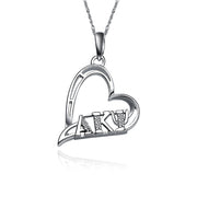Alpha Kappa Psi Lavalier -  Heart  Silver with 18" Silver Chain (AKP-P003)