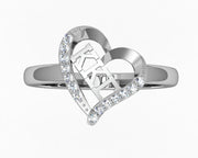 Kappa Kappa Gamma Ring - Heart Design, Sterling Silver (R004)