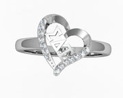 Sigma Delta Tau Ring - Heart Design, Sterling Silver(SDT-R002)