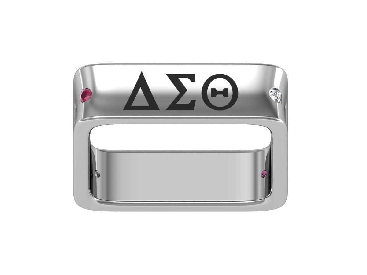 Delta Sigma Theta Sterling Silver Fancy Square Ring R012 King Greek Inc