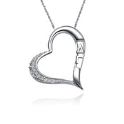 Delta Gamma Lavalier - Embedded Heart Shape Design, Sterling Silver (DG-P007)