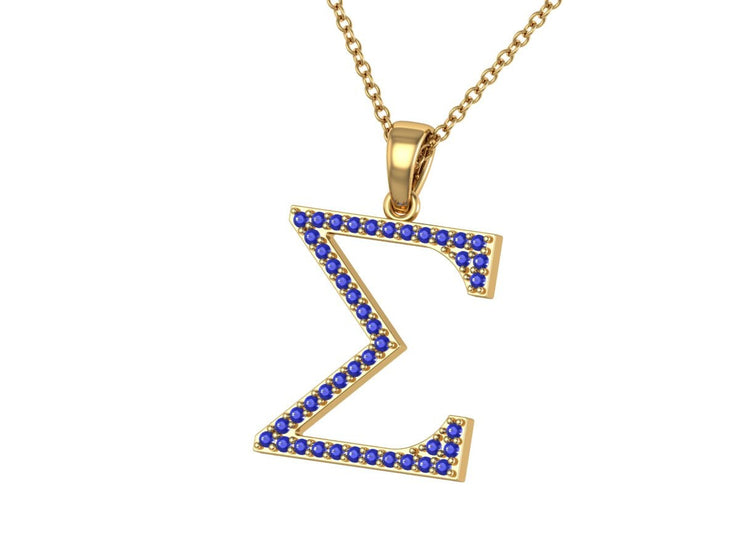 Sigma Gamma Rho Necklace - Sterling Silver Lavalier with Blue Crystal