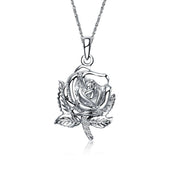 Sigma Delta Tau Lavalier - Rose Design, Sterling Silver (M010)