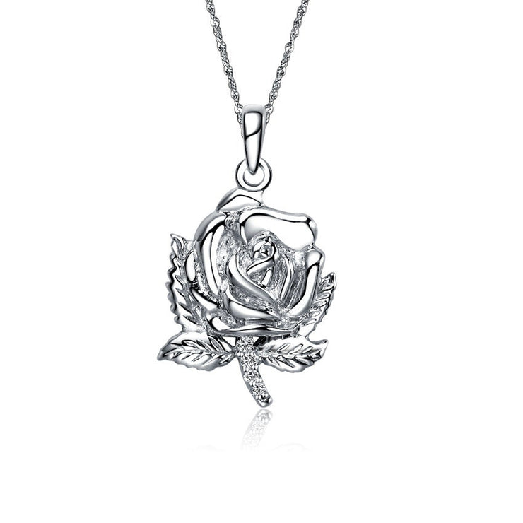 Sigma Delta Tau Lavalier - Rose Design, Sterling Silver (M010)