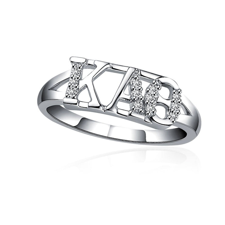 Kappa Alpha Theta Ring - Horizontal Design, Sterling Silver (KAT-R001)