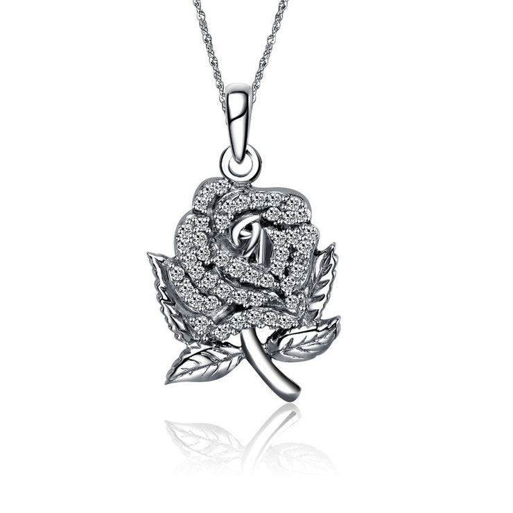 Theta Phi Alpha Necklace - Rose Design Sterling Silver (M006)