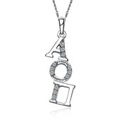 Alpha Omicron Pi Necklace, Diagonal Design, Sterling Silver (AOP-P002)