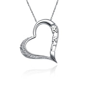 Kappa Kappa Gamma Lavalier  - Embedded Heart Sterling Silver (KKG-P015)