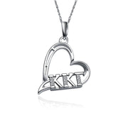 Kappa Kappa Gamma Necklace - Heart Shape Design, Sterling Silver (KKG-P014)