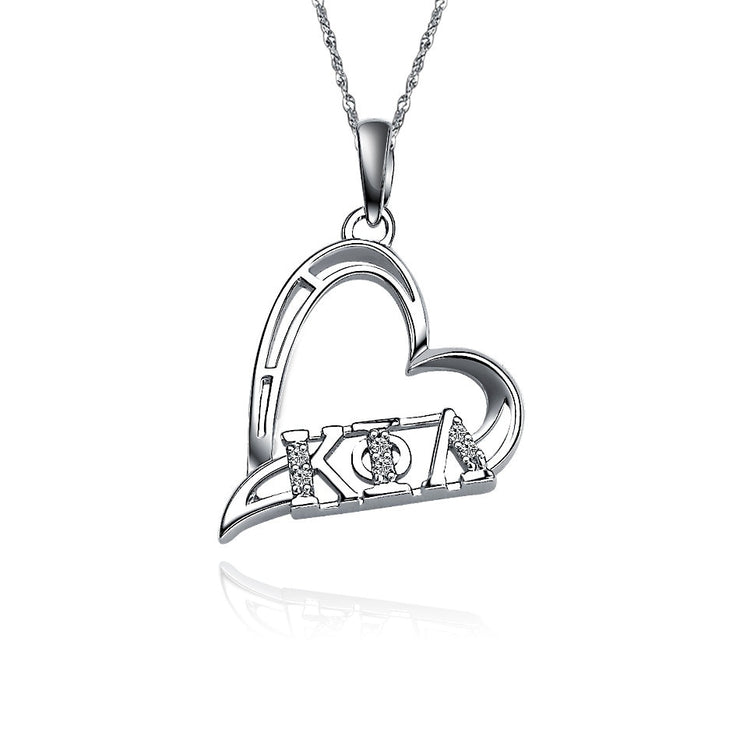 Kappa Phi Lambda Necklace - Heart Shape Design, Sterling Silver (KPL-P003)
