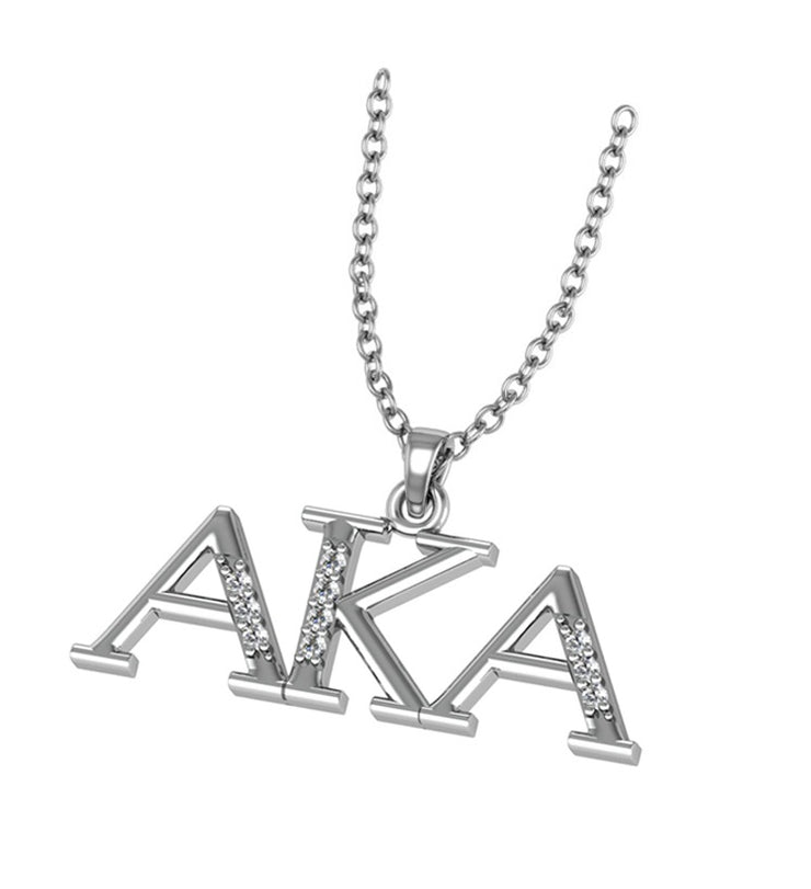 Alpha Kappa Alpha Horizontal Silver Necklace (AKA-P003)