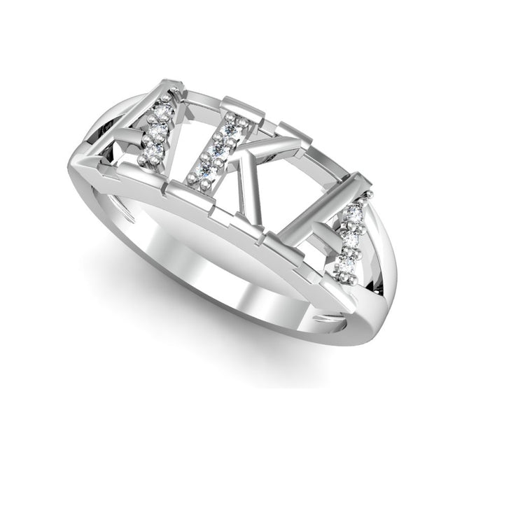 AKA-R001 Alpha Kappa alpha Horizontal Silver Ring (R001)
