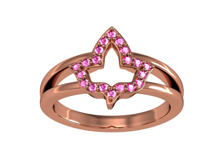 AKA-R004 Alpha kappa Alpha Ivy Leaf Ring with Pink Crystal (R004)