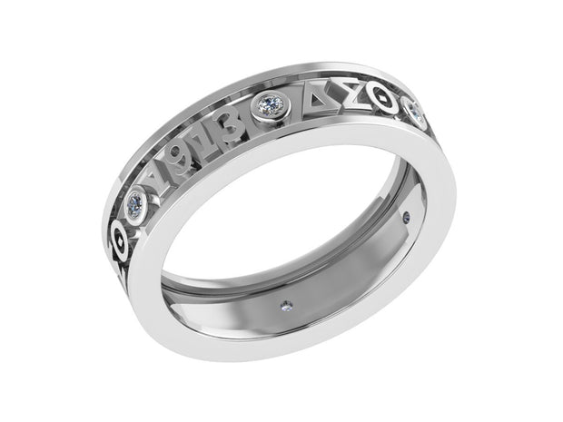 Delta Sigma Theta Sterling Silver Eternity Ring with White Crystal (R010)