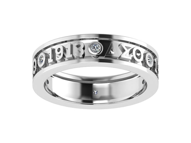 Delta Sigma Theta Sterling Silver Eternity Ring with White Crystal (R010)