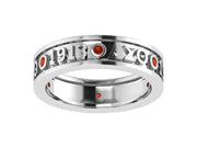 Delta Sigma Theta Sterling Silver Eternity Ring with Ruby Crystal - R008