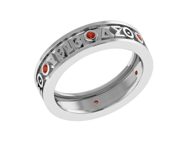Delta Sigma Theta Sterling Silver Eternity Ring with Ruby Crystal (R008)