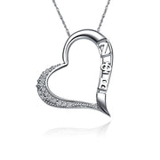 Zeta Phi Beta Necklace - Embedded Heart Sterling Silver (ZPB-P004)