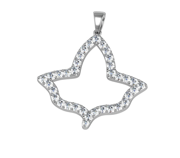 Ivy Leaf with Crystal Necklace Large size - Sterling Silver