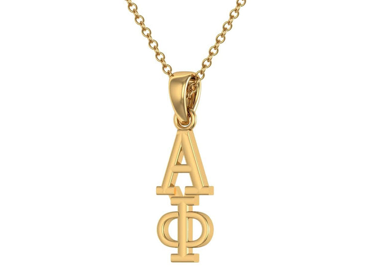 Alpha Phi Pendant, Sterling Silver with Yellow Gold Plating