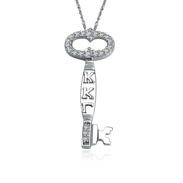 Kappa Kappa Gamma Necklace, Key Design, Sterling Silver (P012)