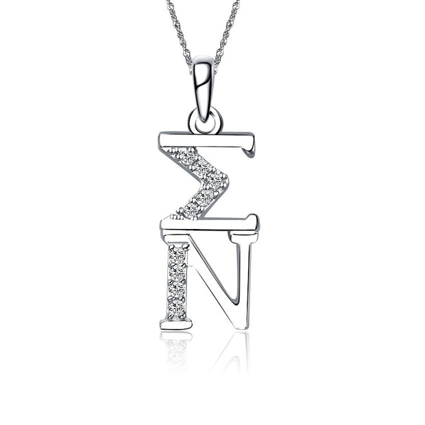Sigma Nu Lavalier for Sweetheart - Sterling Silver; with 18" Silver Chain (SN-P001)