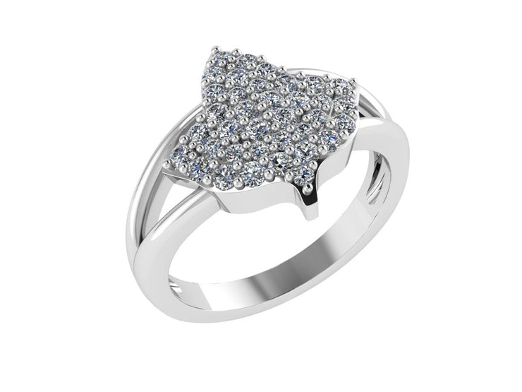Ivy Design with Iced Out Crystal Sterling Silver Ring (R012)