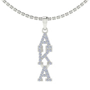 Alpha Kappa Alpha Vertical Silver Necklace (P001)