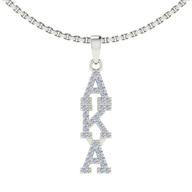 Alpha Kappa Alpha Vertical Silver Necklace (P001)