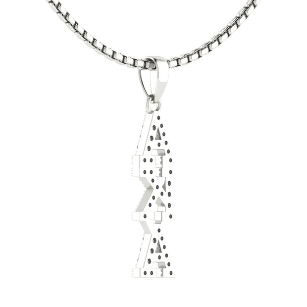 Alpha Kappa Alpha Vertical Silver Necklace (P001)