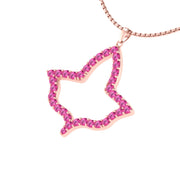 Alpha Kappa Alpha Ivy Leaf Large Rose Gold Plated Silver with Pink Crystal Necklace (P024)