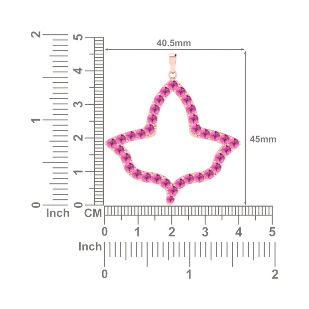 Alpha Kappa Alpha Ivy Leaf Large Rose Gold Plated Silver with Pink Crystal Necklace (P024)