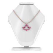 Alpha Kappa Alpha Ivy Leaf Large Rose Gold Plated Silver with Pink Crystal Necklace (P024)