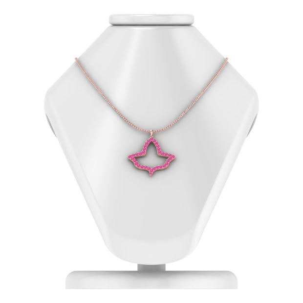 Alpha Kappa Alpha Ivy Leaf Large Rose Gold Plated Silver with Pink Crystal Necklace (P024)
