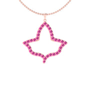 Alpha Kappa Alpha Ivy Leaf Large Rose Gold Plated Silver with Pink Crystal Necklace (P024)