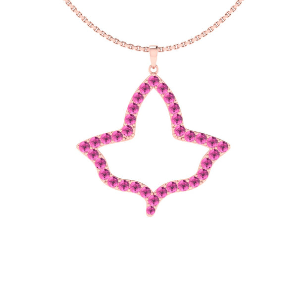 Alpha Kappa Alpha Ivy Leaf Large Rose Gold Plated Silver with Pink Crystal Necklace (P024)