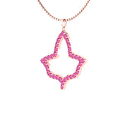 Alpha Kappa Alpha Ivy Leaf Large Rose Gold Plated Silver with Pink Crystal Necklace (P024)