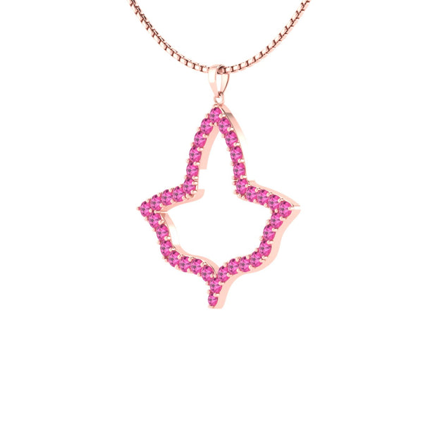 Alpha Kappa Alpha Ivy Leaf Large Rose Gold Plated Silver with Pink Crystal Necklace (P024)