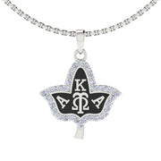 Alpha Kappa Alpha Ivy Leaf Black Enamel Sterling Silver Necklace (P009)