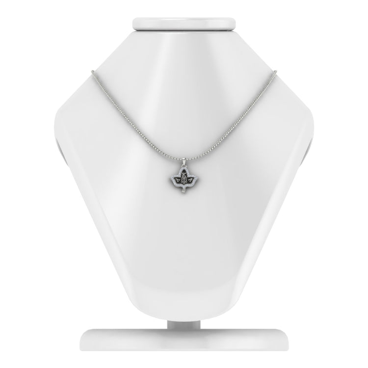 Alpha Kappa Alpha Ivy Leaf Black Enamel Sterling Silver Necklace (P009