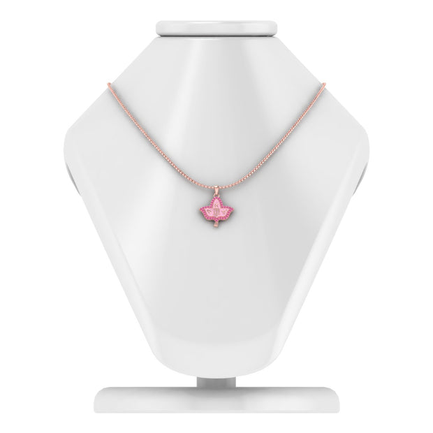 Alpha Kappa Alpha Ivy Leaf Pink Plated and Pink Enamel Silver Necklace (P010)