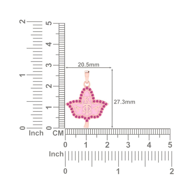 Alpha Kappa Alpha Ivy Leaf Pink Plated and Pink Enamel Silver Necklace (P010)