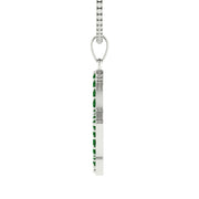 Alpha Kappa Alpha Ivy Leaf Outline Sterling Silver with Green Crystal Necklace (P019)