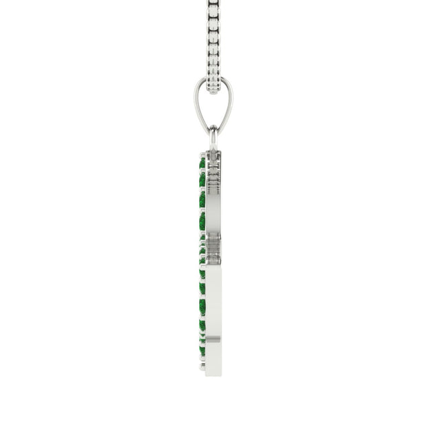 Alpha Kappa Alpha Ivy Leaf Outline Sterling Silver with Green Crystal Necklace (P019)