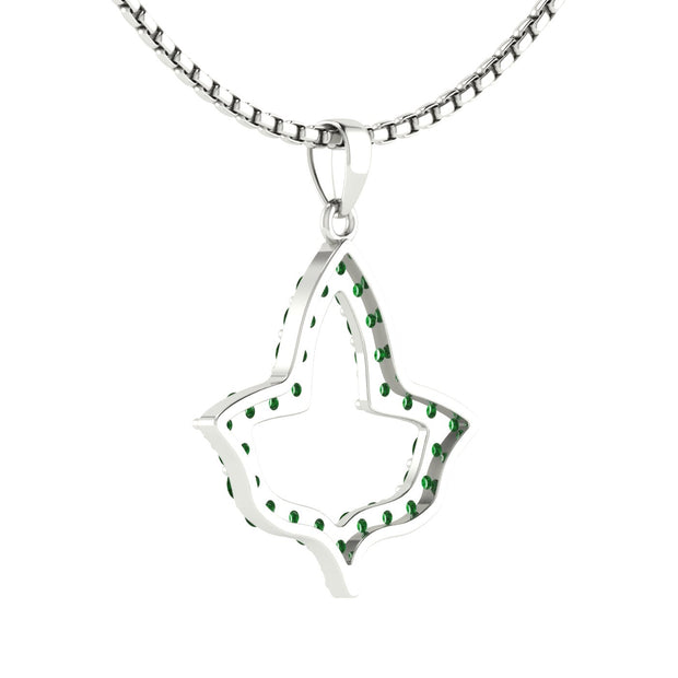 Alpha Kappa Alpha Ivy Leaf Outline Sterling Silver with Green Crystal Necklace (P019)