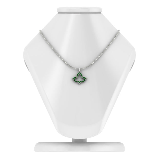 Alpha Kappa Alpha Ivy Leaf Outline Sterling Silver with Green Crystal Necklace (P019)