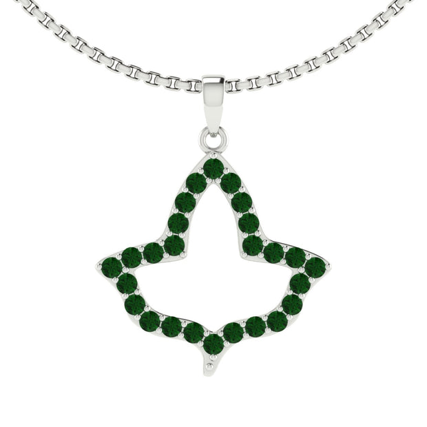 Alpha Kappa Alpha Ivy Leaf Outline Sterling Silver with Green Crystal Necklace (P019)