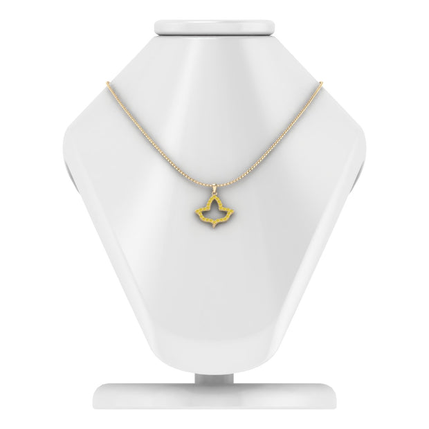 Alpha Kappa Alpha Ivy Leaf Outline Yellow Gold Plated Silver with Yellow Crystal Necklace (P020)